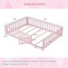 image:imageGiantex Twin Floor Bed with Fence for Kids Wooden Montessori Bed Frame with Lockable Door amp Guardrails Low Floor Beds for Kids Boys Girls No Box Spring Needed Without Wood Slats Mint SkyPink
