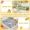 image:imageGiantex Twin Floor Bed with Fence for Kids Wooden Montessori Bed Frame with Lockable Door amp Guardrails Low Floor Beds for Kids Boys Girls No Box Spring Needed Without Wood Slats Mint SkyGrey