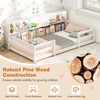 image:imageGiantex Twin Floor Bed with Fence for Kids Wooden Montessori Bed Frame with Lockable Door amp Guardrails Low Floor Beds for Kids Boys Girls No Box Spring Needed Without Wood Slats Mint SkyWhite