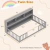image:imageGiantex Twin Floor Bed with Fence for Kids Wooden Montessori Bed Frame with Lockable Door amp Guardrails Low Floor Beds for Kids Boys Girls No Box Spring Needed Without Wood Slats Mint SkyGrey