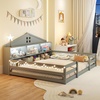 image:imageGiantex Twin Floor Bed with Fence for Kids Wooden Montessori Bed Frame with Lockable Door amp Guardrails Low Floor Beds for Kids Boys Girls No Box Spring Needed Without Wood Slats Mint SkyGrey