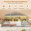 image:imageGiantex Twin Floor Bed with Fence for Kids Wooden Montessori Bed Frame with Lockable Door amp Guardrails Low Floor Beds for Kids Boys Girls No Box Spring Needed Without Wood Slats Mint SkyGrey