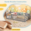image:imageGiantex Twin Floor Bed with Fence for Kids Wooden Montessori Bed Frame with Lockable Door amp Guardrails Low Floor Beds for Kids Boys Girls No Box Spring Needed Without Wood Slats Mint SkyGrey