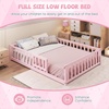 image:imageGiantex Twin Floor Bed with Fence for Kids Wooden Montessori Bed Frame with Lockable Door amp Guardrails Low Floor Beds for Kids Boys Girls No Box Spring Needed Without Wood Slats Mint SkyPink