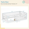 image:imageGiantex Twin Floor Bed with Fence for Kids Wooden Montessori Bed Frame with Lockable Door amp Guardrails Low Floor Beds for Kids Boys Girls No Box Spring Needed Without Wood Slats Mint SkyWhite