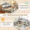 image:imageGiantex Twin Floor Bed with Fence for Kids Wooden Montessori Bed Frame with Lockable Door amp Guardrails Low Floor Beds for Kids Boys Girls No Box Spring Needed Without Wood Slats Mint SkyGrey