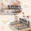 image:imageGiantex Twin Floor Bed with Fence for Kids Wooden Montessori Bed Frame with Lockable Door amp Guardrails Low Floor Beds for Kids Boys Girls No Box Spring Needed Without Wood Slats Mint SkyGrey