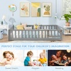 image:imageGiantex Twin Floor Bed with Fence for Kids Wooden Montessori Bed Frame with Lockable Door amp Guardrails Low Floor Beds for Kids Boys Girls No Box Spring Needed Without Wood Slats Mint SkyGrey