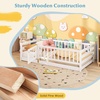 image:imageGiantex Twin Floor Bed with Fence for Kids Wooden Montessori Bed Frame with Lockable Door amp Guardrails Low Floor Beds for Kids Boys Girls No Box Spring Needed Without Wood Slats Mint SkyWhite
