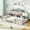 image:imageGiantex Twin Floor Bed with Fence for Kids Wooden Montessori Bed Frame with Lockable Door amp Guardrails Low Floor Beds for Kids Boys Girls No Box Spring Needed Without Wood Slats Mint SkyGrey