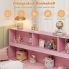 image:imageGiantex Twin Floor Bed with Fence for Kids Wooden Montessori Bed Frame with Lockable Door amp Guardrails Low Floor Beds for Kids Boys Girls No Box Spring Needed Without Wood Slats Mint SkyPink