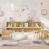 image:imageGiantex Twin Floor Bed with Fence for Kids Wooden Montessori Bed Frame with Lockable Door amp Guardrails Low Floor Beds for Kids Boys Girls No Box Spring Needed Without Wood Slats Mint SkyNatural