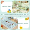 image:imageGiantex Twin Floor Bed with Fence for Kids Wooden Montessori Bed Frame with Lockable Door amp Guardrails Low Floor Beds for Kids Boys Girls No Box Spring Needed Without Wood Slats Mint SkyMint Sky