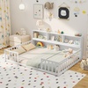 image:imageGiantex Twin Floor Bed with Fence for Kids Wooden Montessori Bed Frame with Lockable Door amp Guardrails Low Floor Beds for Kids Boys Girls No Box Spring Needed Without Wood Slats Mint SkyWhite