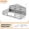 image:imageGiantex Twin Floor Bed with Fence for Kids Wooden Montessori Bed Frame with Lockable Door amp Guardrails Low Floor Beds for Kids Boys Girls No Box Spring Needed Without Wood Slats Mint SkyGrey