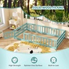 image:imageGiantex Twin Floor Bed with Fence for Kids Wooden Montessori Bed Frame with Lockable Door amp Guardrails Low Floor Beds for Kids Boys Girls No Box Spring Needed Without Wood Slats Mint SkyIcy Aqua