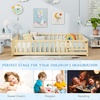 image:imageGiantex Twin Floor Bed with Fence for Kids Wooden Montessori Bed Frame with Lockable Door amp Guardrails Low Floor Beds for Kids Boys Girls No Box Spring Needed Without Wood Slats Mint SkyNatural