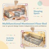 image:imageGiantex Twin Floor Bed with Fence for Kids Wooden Montessori Bed Frame with Lockable Door amp Guardrails Low Floor Beds for Kids Boys Girls No Box Spring Needed Without Wood Slats Mint SkyGrey