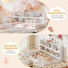 image:imageGiantex Twin Floor Bed with Fence for Kids Wooden Montessori Bed Frame with Lockable Door amp Guardrails Low Floor Beds for Kids Boys Girls No Box Spring Needed Without Wood Slats Mint SkyWhite