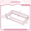 image:imageGiantex Twin Floor Bed with Fence for Kids Wooden Montessori Bed Frame with Lockable Door amp Guardrails Low Floor Beds for Kids Boys Girls No Box Spring Needed Without Wood Slats Mint SkyPink