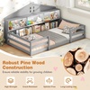 image:imageGiantex Twin Floor Bed with Fence for Kids Wooden Montessori Bed Frame with Lockable Door amp Guardrails Low Floor Beds for Kids Boys Girls No Box Spring Needed Without Wood Slats Mint SkyGrey