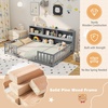 image:imageGiantex Twin Floor Bed with Fence for Kids Wooden Montessori Bed Frame with Lockable Door amp Guardrails Low Floor Beds for Kids Boys Girls No Box Spring Needed Without Wood Slats Mint SkyGrey