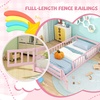 image:imageGiantex Twin Floor Bed with Fence for Kids Wooden Montessori Bed Frame with Lockable Door amp Guardrails Low Floor Beds for Kids Boys Girls No Box Spring Needed Without Wood Slats Mint SkyPink