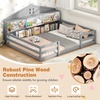 image:imageGiantex Twin Floor Bed with Fence for Kids Wooden Montessori Bed Frame with Lockable Door amp Guardrails Low Floor Beds for Kids Boys Girls No Box Spring Needed Without Wood Slats Mint SkyGrey