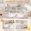 image:imageGiantex Twin Floor Bed with Fence for Kids Wooden Montessori Bed Frame with Lockable Door amp Guardrails Low Floor Beds for Kids Boys Girls No Box Spring Needed Without Wood Slats Mint SkyWhite