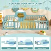 image:imageGiantex Twin Floor Bed with Fence for Kids Wooden Montessori Bed Frame with Lockable Door amp Guardrails Low Floor Beds for Kids Boys Girls No Box Spring Needed Without Wood Slats Mint SkyIcy Aqua
