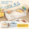 image:imageGiantex Twin Floor Bed with Fence for Kids Wooden Montessori Bed Frame with Lockable Door amp Guardrails Low Floor Beds for Kids Boys Girls No Box Spring Needed Without Wood Slats Mint SkyWhite