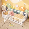 image:imageGiantex Twin Floor Bed with Fence for Kids Wooden Montessori Bed Frame with Lockable Door amp Guardrails Low Floor Beds for Kids Boys Girls No Box Spring Needed Without Wood Slats Mint SkyWhite