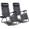 image:imageGiantex 2 PCS Zero Gravity Chair Patio Chaise Lounge Chairs Outdoor Yard Pool Recliner Folding Lounge Chair with Cup Holder BeigeBlack