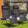 image:imageGiantex 2 PCS Zero Gravity Chair Patio Chaise Lounge Chairs Outdoor Yard Pool Recliner Folding Lounge Chair with Cup Holder BeigeBlack