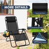 image:imageGiantex 2 PCS Zero Gravity Chair Patio Chaise Lounge Chairs Outdoor Yard Pool Recliner Folding Lounge Chair with Cup Holder BeigeBlack