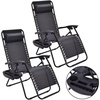 image:imageGiantex 2 PCS Zero Gravity Chair Patio Chaise Lounge Chairs Outdoor Yard Pool Recliner Folding Lounge Chair with Cup Holder BeigeBlack