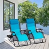 image:imageGiantex 2 PCS Zero Gravity Chair Patio Chaise Lounge Chairs Outdoor Yard Pool Recliner Folding Lounge Chair with Cup Holder BeigeBlue