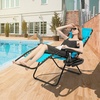 image:imageGiantex 2 PCS Zero Gravity Chair Patio Chaise Lounge Chairs Outdoor Yard Pool Recliner Folding Lounge Chair with Cup Holder BeigeBlue