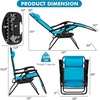 image:imageGiantex 2 PCS Zero Gravity Chair Patio Chaise Lounge Chairs Outdoor Yard Pool Recliner Folding Lounge Chair with Cup Holder BeigeBlue