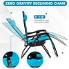 image:imageGiantex 2 PCS Zero Gravity Chair Patio Chaise Lounge Chairs Outdoor Yard Pool Recliner Folding Lounge Chair with Cup Holder BeigeBlue