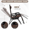 image:imageGiantex 2 PCS Zero Gravity Chair Patio Chaise Lounge Chairs Outdoor Yard Pool Recliner Folding Lounge Chair with Cup Holder BeigeBrown