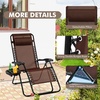 image:imageGiantex 2 PCS Zero Gravity Chair Patio Chaise Lounge Chairs Outdoor Yard Pool Recliner Folding Lounge Chair with Cup Holder BeigeBrown