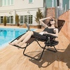 image:imageGiantex 2 PCS Zero Gravity Chair Patio Chaise Lounge Chairs Outdoor Yard Pool Recliner Folding Lounge Chair with Cup Holder BeigeBrown