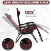 image:imageGiantex 2 PCS Zero Gravity Chair Patio Chaise Lounge Chairs Outdoor Yard Pool Recliner Folding Lounge Chair with Cup Holder BeigeBurgundy