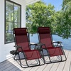 image:imageGiantex 2 PCS Zero Gravity Chair Patio Chaise Lounge Chairs Outdoor Yard Pool Recliner Folding Lounge Chair with Cup Holder BeigeBurgundy