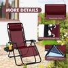 image:imageGiantex 2 PCS Zero Gravity Chair Patio Chaise Lounge Chairs Outdoor Yard Pool Recliner Folding Lounge Chair with Cup Holder BeigeBurgundy