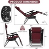 image:imageGiantex 2 PCS Zero Gravity Chair Patio Chaise Lounge Chairs Outdoor Yard Pool Recliner Folding Lounge Chair with Cup Holder BeigeBurgundy
