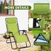 image:imageGiantex 2 PCS Zero Gravity Chair Patio Chaise Lounge Chairs Outdoor Yard Pool Recliner Folding Lounge Chair with Cup Holder BeigeGreen
