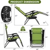 image:imageGiantex 2 PCS Zero Gravity Chair Patio Chaise Lounge Chairs Outdoor Yard Pool Recliner Folding Lounge Chair with Cup Holder BeigeGreen
