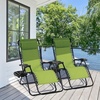 image:imageGiantex 2 PCS Zero Gravity Chair Patio Chaise Lounge Chairs Outdoor Yard Pool Recliner Folding Lounge Chair with Cup Holder BeigeGreen